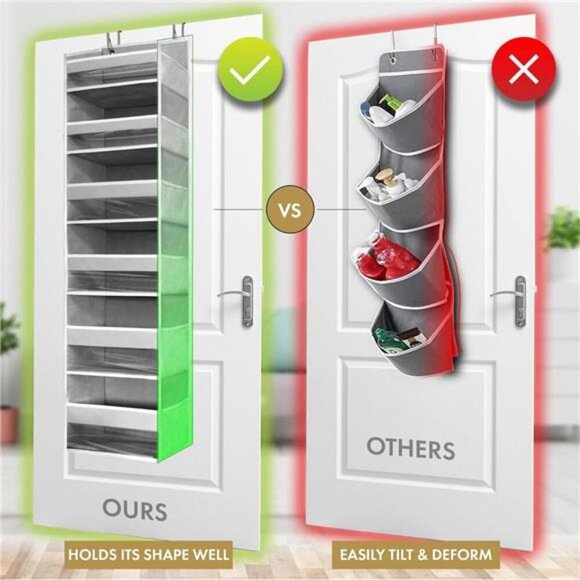 Over the Door Hanging Storage Organizer with Pockets for Closet Bathroom Nursery - Picture 4 of 7